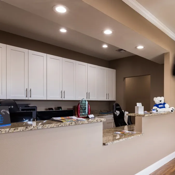 The front desk of Hulme Orthodontics in Castroville, TX.