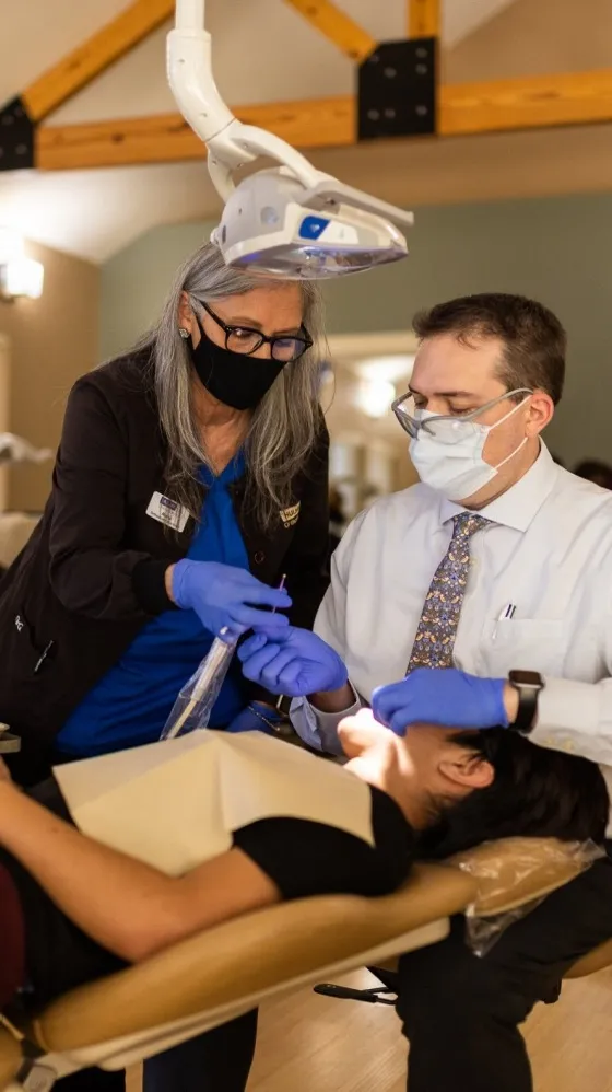 Dr. Hulme and patient